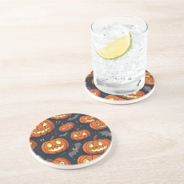 Haunted Halloween Coasters with Bats,Big Pumpkins! (Side)