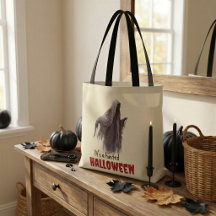Haunted Halloween Ghost Autumn Market Tote Bag