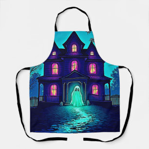 Haunted Halloween Ghost House Design Apron