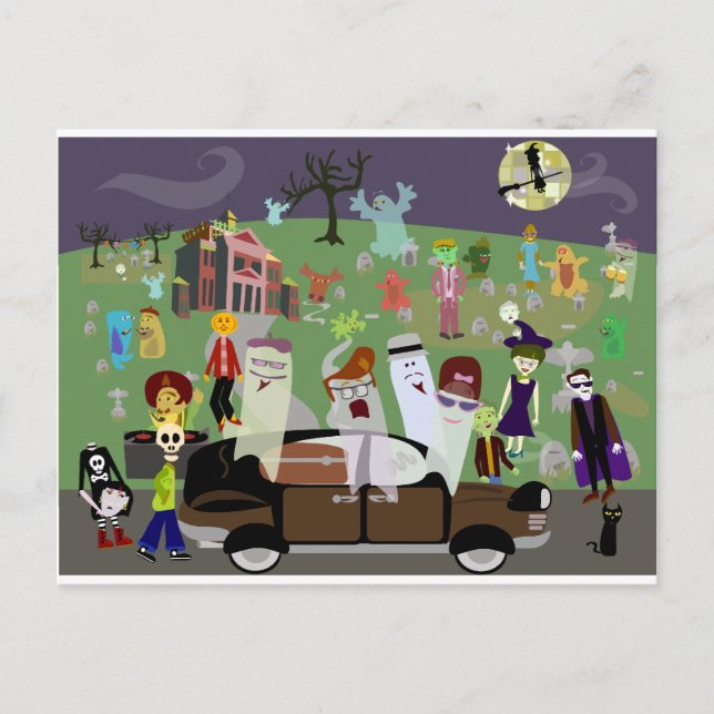 Haunted Halloween Graveyard Party Invitation Postcard (Front)