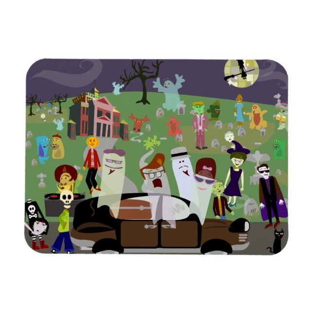 Haunted Halloween Graveyard Party Magnet (Horizontal)