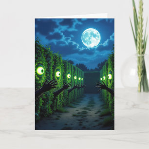 Haunted Halloween Hedge Horror Card