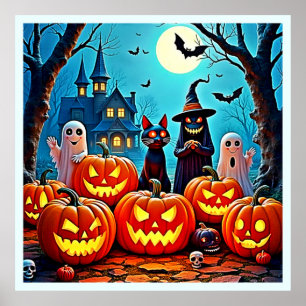 Haunted Halloween Night Design Poster