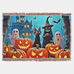 Haunted Halloween Night Design Throw Blanket