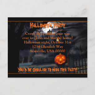 Haunted Halloween Party Invitation Postcard