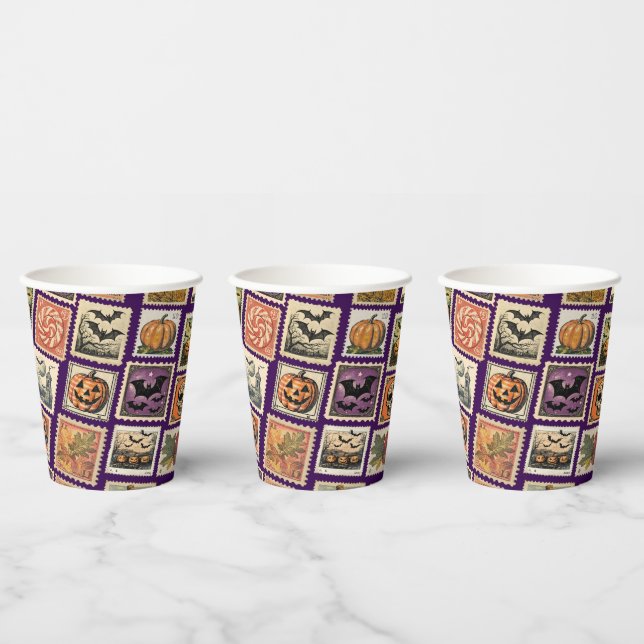 Haunted Halloween Postage Stamp Pattern Mug  Paper Cups (Multi)