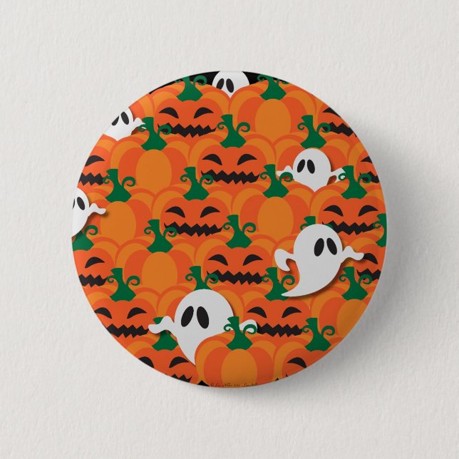 Haunted Halloween Pumpkin Patch Ghosts 2 Inch Round Button (Front)