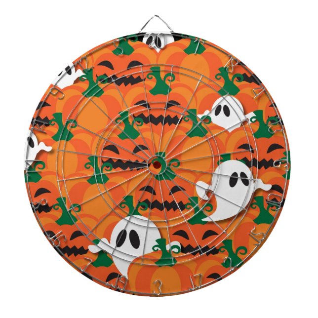 Haunted Halloween Pumpkin Patch Ghosts Dartboard (Front)