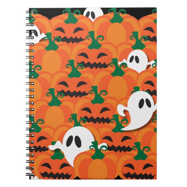 Haunted Halloween Pumpkin Patch Ghosts Notebook (Front)