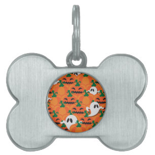 Haunted Halloween Pumpkin Patch Ghosts Pet ID Tag