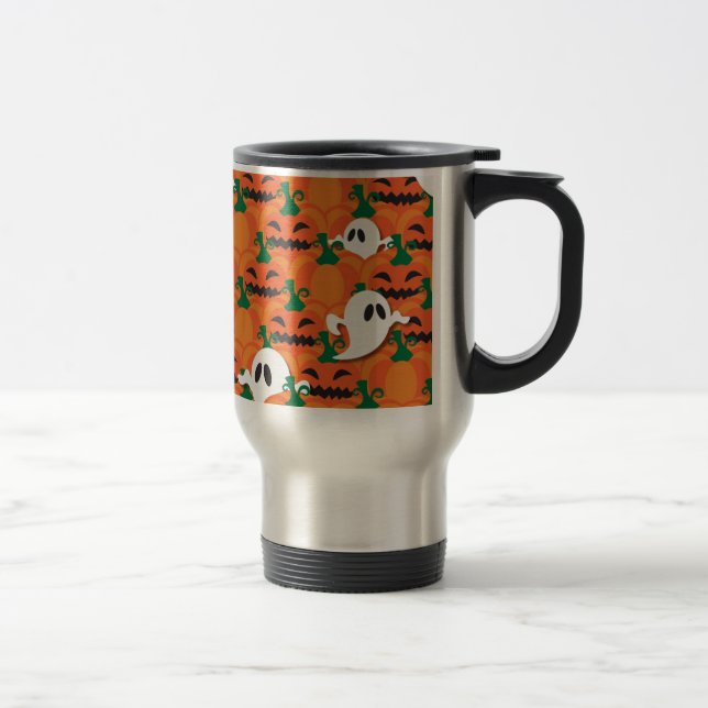 Haunted Halloween Pumpkin Patch Ghosts Travel Mug (Right)