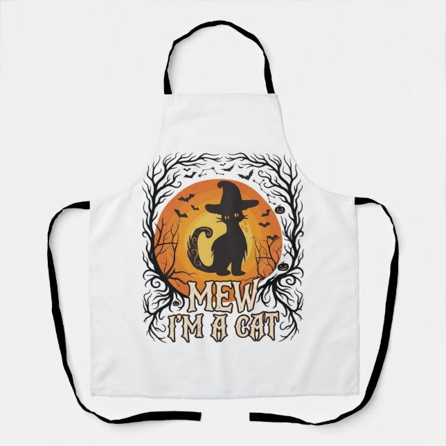 Haunted Halloween Pumpkin Spooky Night Ghost Silho Apron (Front)