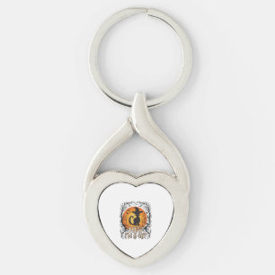 Haunted Halloween Pumpkin Spooky Night Ghost Silho Keychain