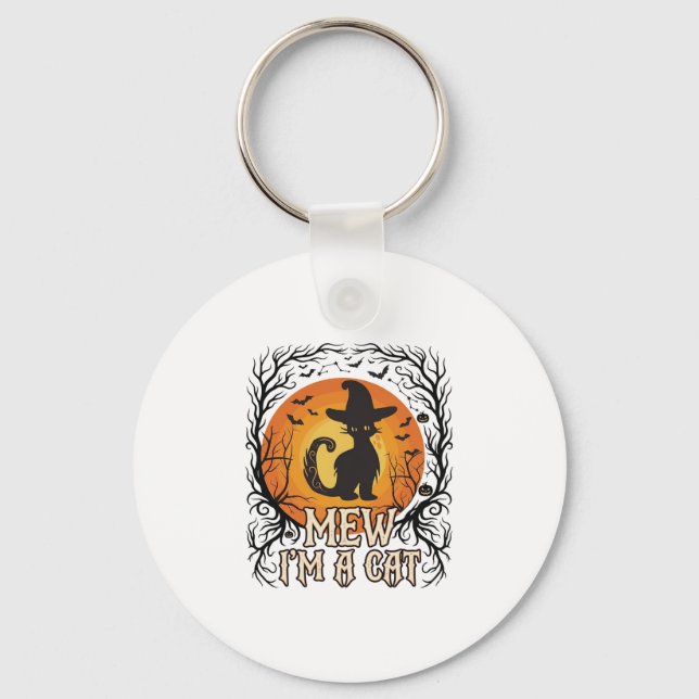 Haunted Halloween Pumpkin Spooky Night Ghost Silho Keychain (Front)