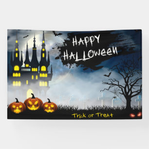 Haunted Halloween Scene Banner