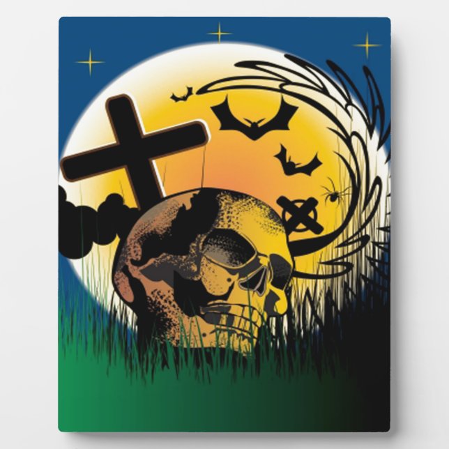 Haunted Halloween Scene Plaque (Front)