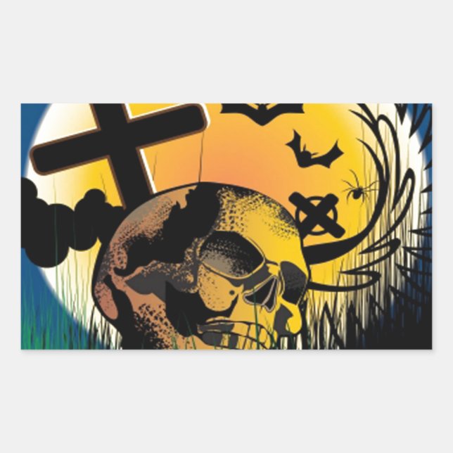 Haunted Halloween Scene Sticker (Front)