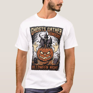 Haunted Halloween Shirt Vintage Ghost Pumpkin Art 