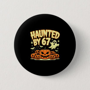 Haunted Halloween Skeleton Haunted Six Seven Numbe 2 Inch Round Button