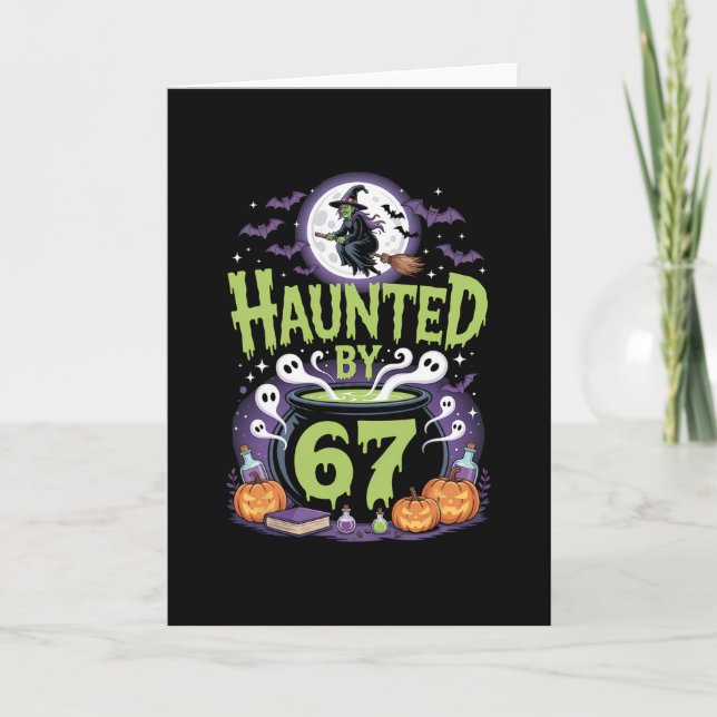 Haunted Halloween Skeleton Haunted Six Seven Numbe Card (Front)