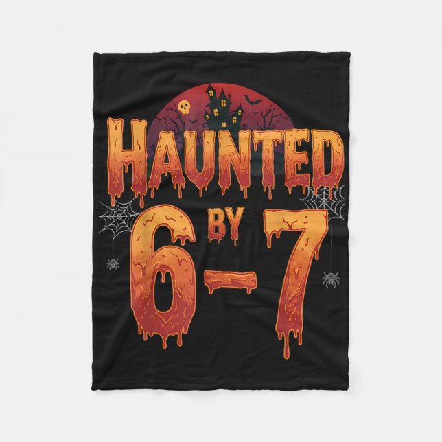 Haunted Halloween Skeleton Haunted Six Seven Numbe Fleece Blanket (Front)