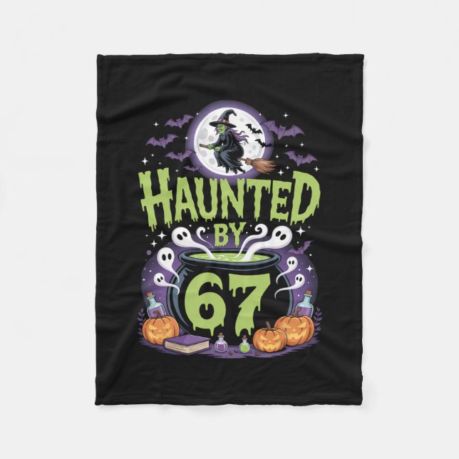Haunted Halloween Skeleton Haunted Six Seven Numbe Fleece Blanket (Front)