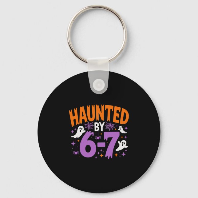 Haunted Halloween Skeleton Haunted Six Seven Numbe Keychain (Front)