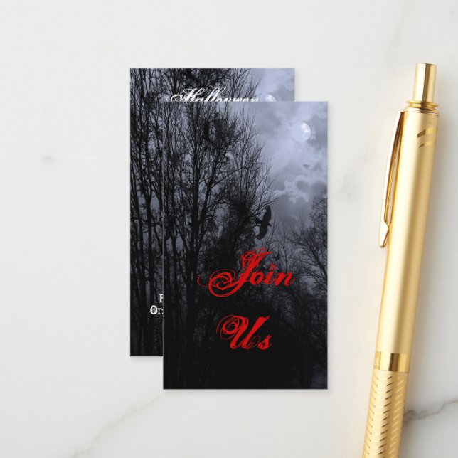 Haunted Halloween Sky Invitation Business Card (Front/Back In Situ)