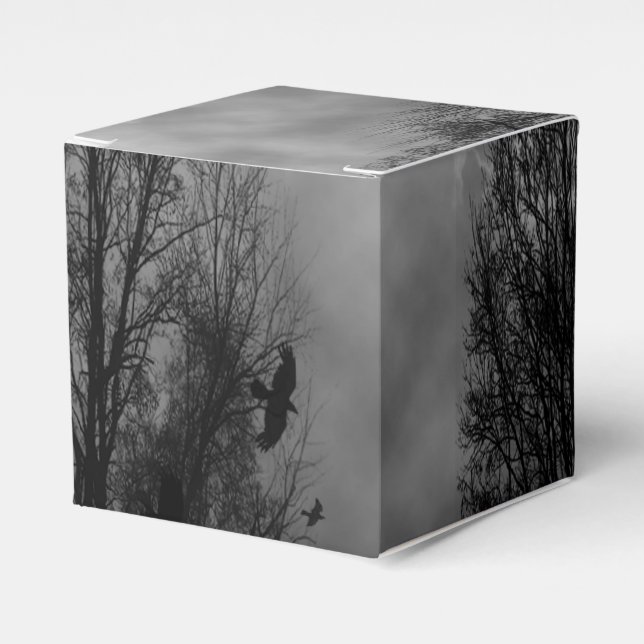 Haunted Halloween Sky with Ravens Party Favour Box (Front Side)