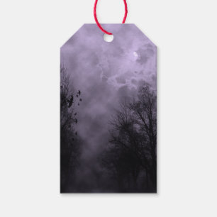 Haunted Halloween Sky with Ravens Purple Mist Gift Tags