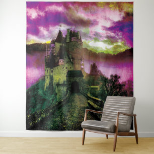 Haunted Halloween Spooky Castle Photo Backdrop Tapestry
