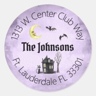 Haunted Halloween Spooky Purple Address Labels
