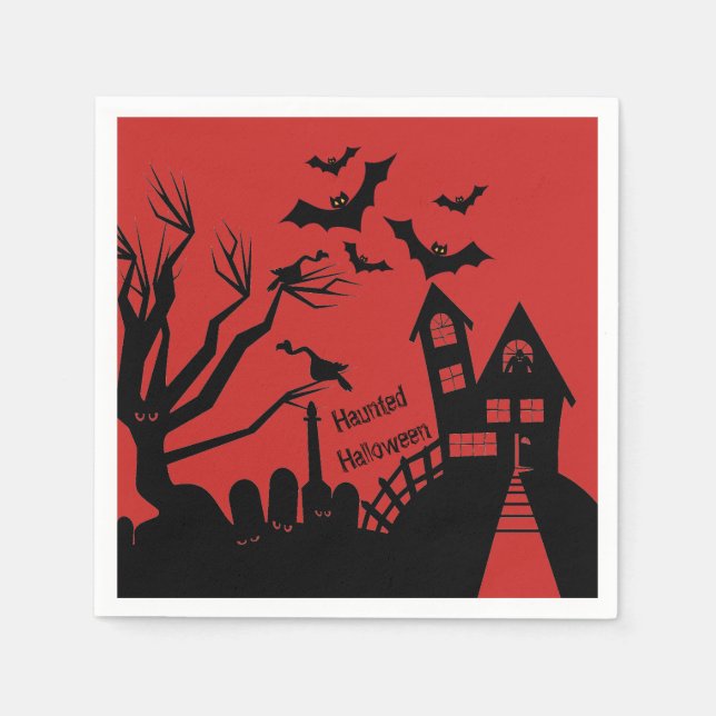 Haunted Halloween Standard Cocktail Paper Napkins (Front)