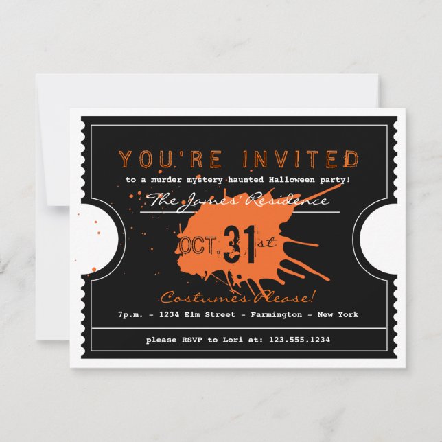 Haunted Halloween Ticket Party Invitation (Front)