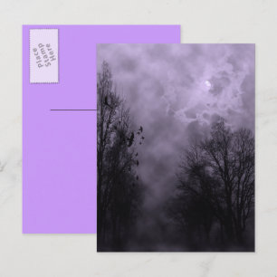 Haunted Halloween Violet Mist Sky with Ravens Postcard