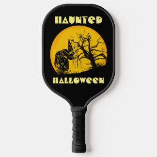 Haunted Halloween Wicked Witch Full Moon Dead Tree Pickleball Paddle