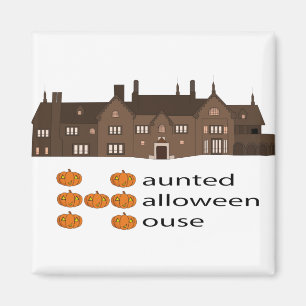 Haunted Haloween House Pumpkin Magnet