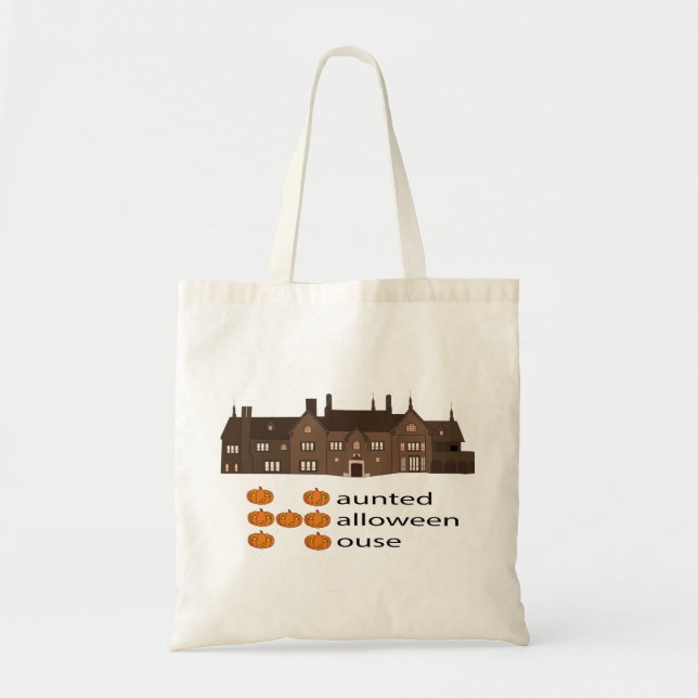Haunted Haloween House Pumpkin Tote Bag (Front)