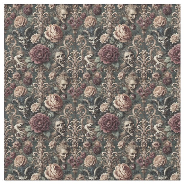 Haunted Harmonics – Gothic Dense Tile Fabric (Close Up)