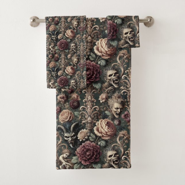 Haunted Harmonics – Gothic Victorian Bath Towel Set (Insitu)