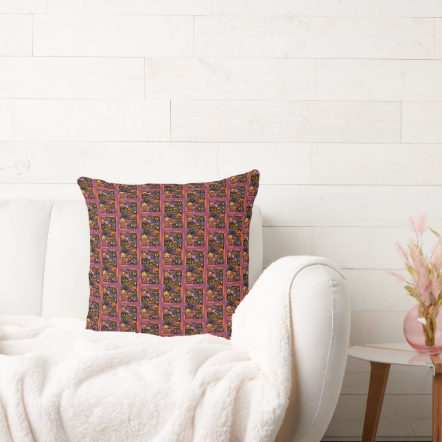 Haunted Harvest Halloween Throw Pillow (Couch)