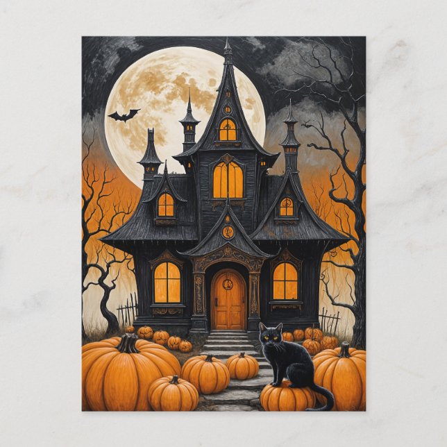 Haunted Harvest Night Holiday Postcard (Front)
