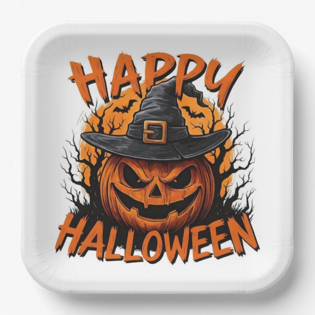 Haunted Harvest Shadows Paper Plate (Front)