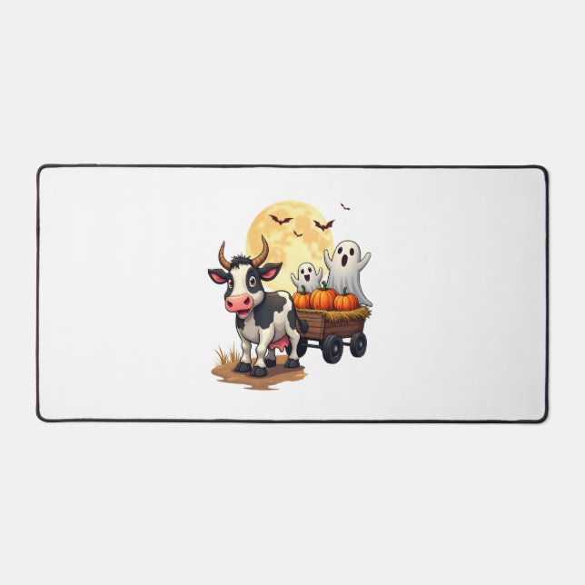 Haunted Hayride Cow Desk Mat (Front)
