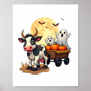 Haunted Hayride Cow Poster