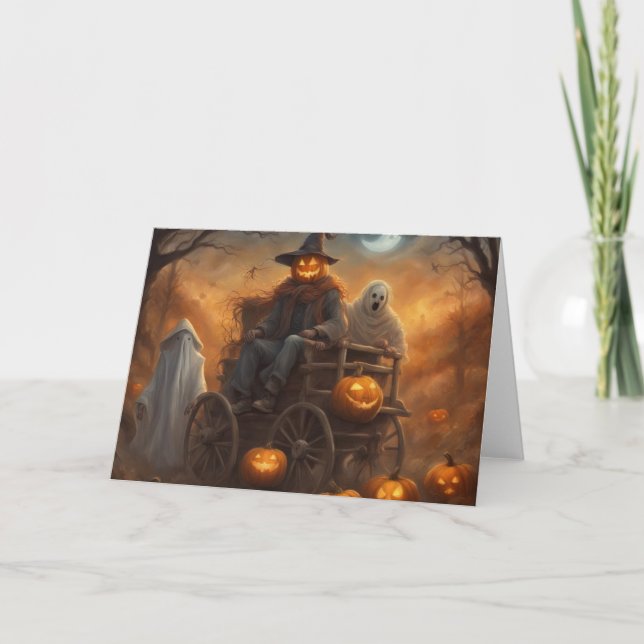 Haunted Hayride Halloween fun Card (Front)