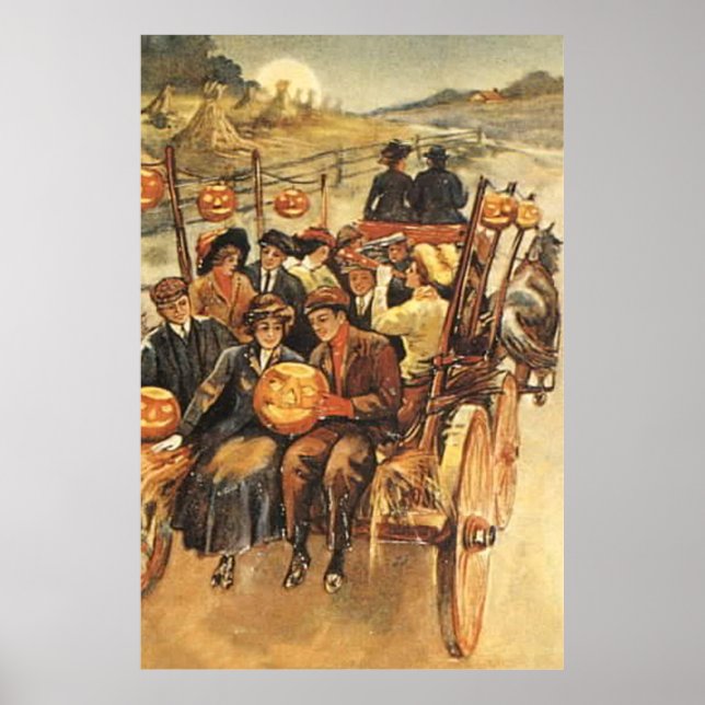 Haunted Hayride Jack O' Lantern Pumpkin Moon Poster (Front)