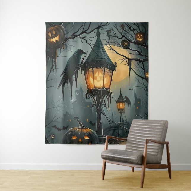 Haunted Hollow – Halloween Night Tapestry (In Situ)