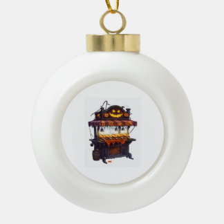 Haunted Hot Dog Stand Ceramic Ball Christmas Ornament