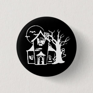 HAUNTED HOUSE 1 INCH ROUND BUTTON